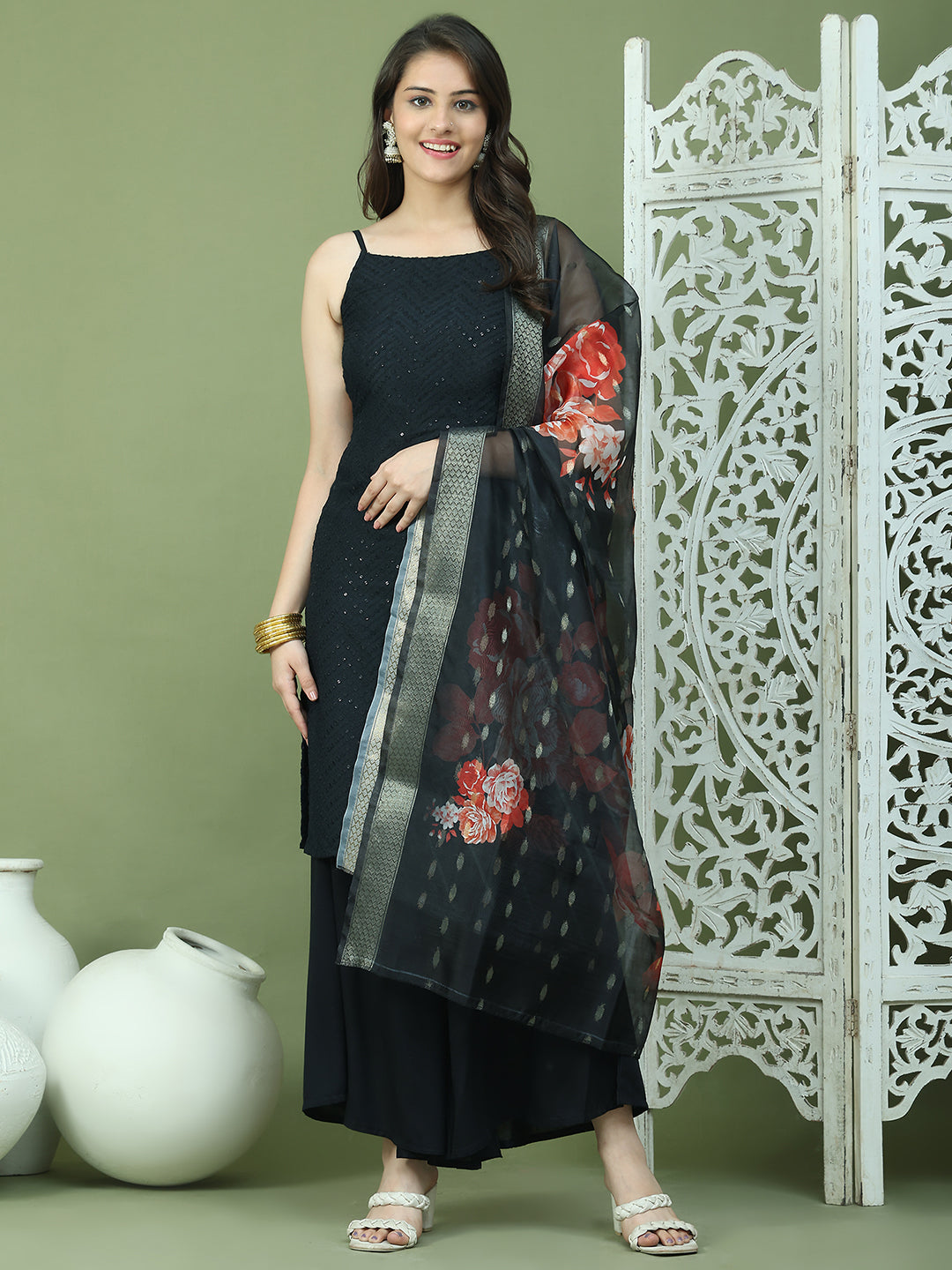 DesiQlo Women kurta sets - Black - JOKPL_2137B_D66B_1577_Black_XS