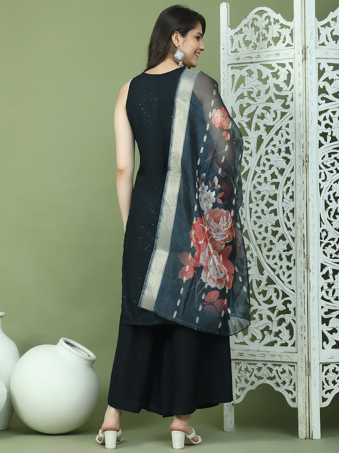 DesiQlo Women kurta sets - Black - JOKPL_2137B_D66B_1579_Black_S