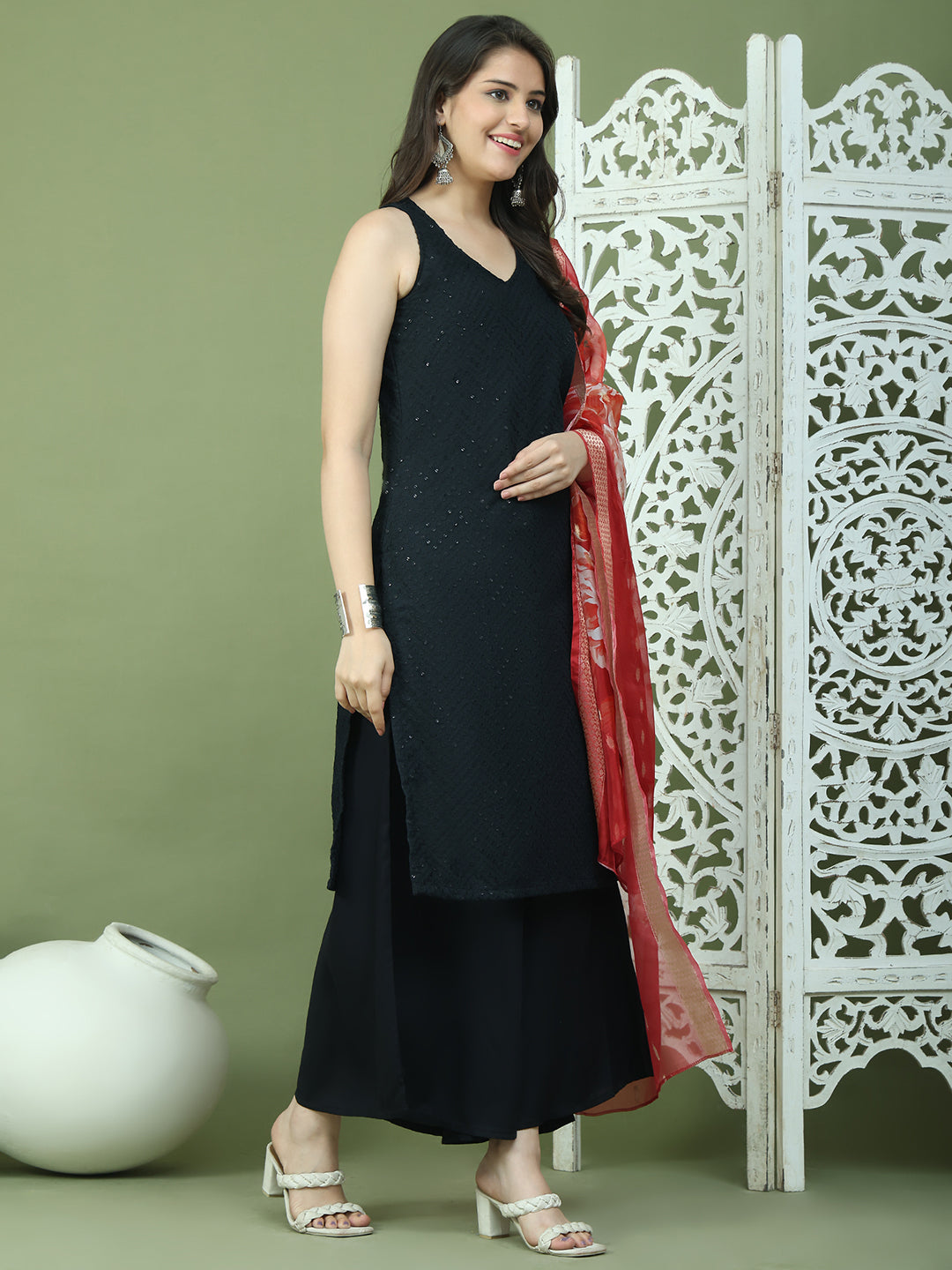 DesiQlo Women kurta sets - Black - JOKPL_2137B_D66R_1579_Black_S