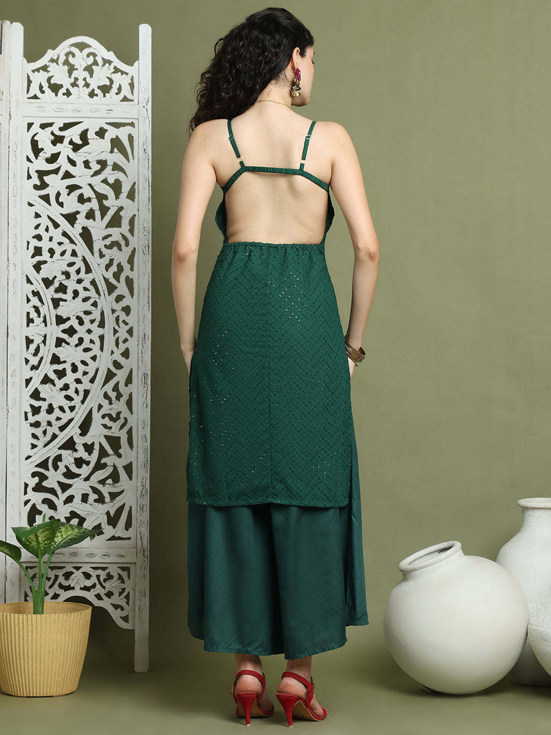 DesiQlo Women kurta sets - Green - JOKPL_2137G_1577_Green_XS