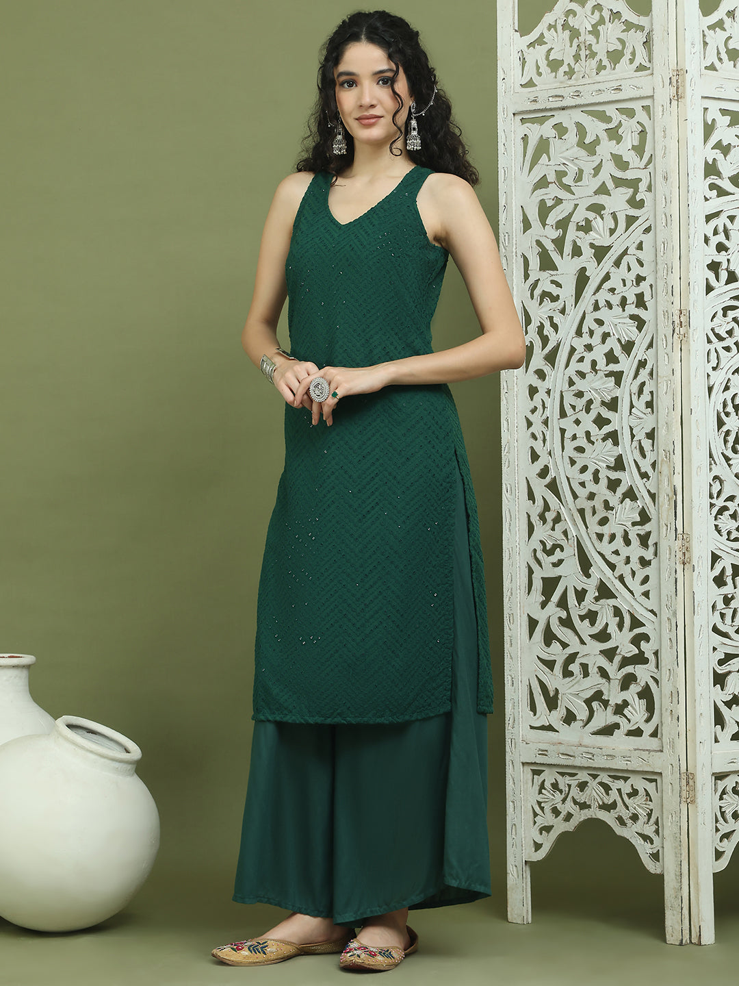 DesiQlo Women kurta sets - Green - JOKPL_2137G_1579_Green_S