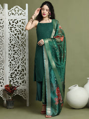 Backless Designer Kurta Palazzo Set with Floral Dupatta ( JOKPL 2137G D66G 1577 Green )
