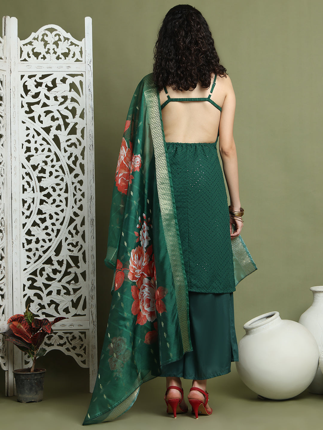 DesiQlo Women kurta sets - Green - JOKPL_2137G_D66G_1577_Green_XS