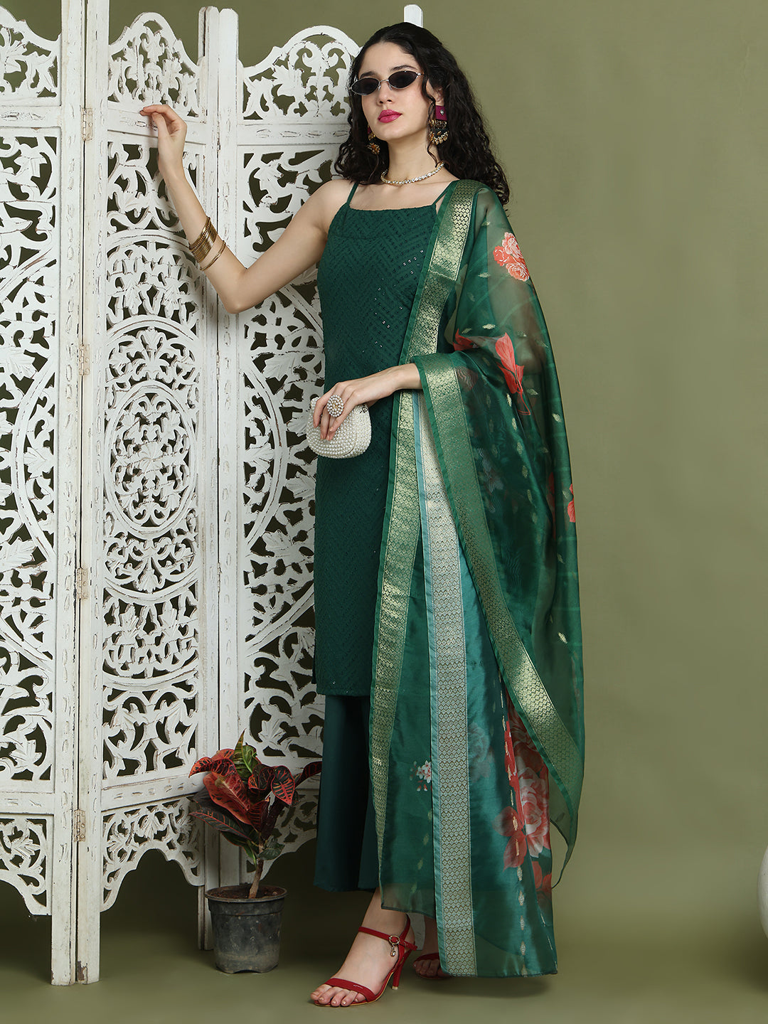 DesiQlo Women kurta sets - Green - JOKPL_2137G_D66G_1577_Green_XS