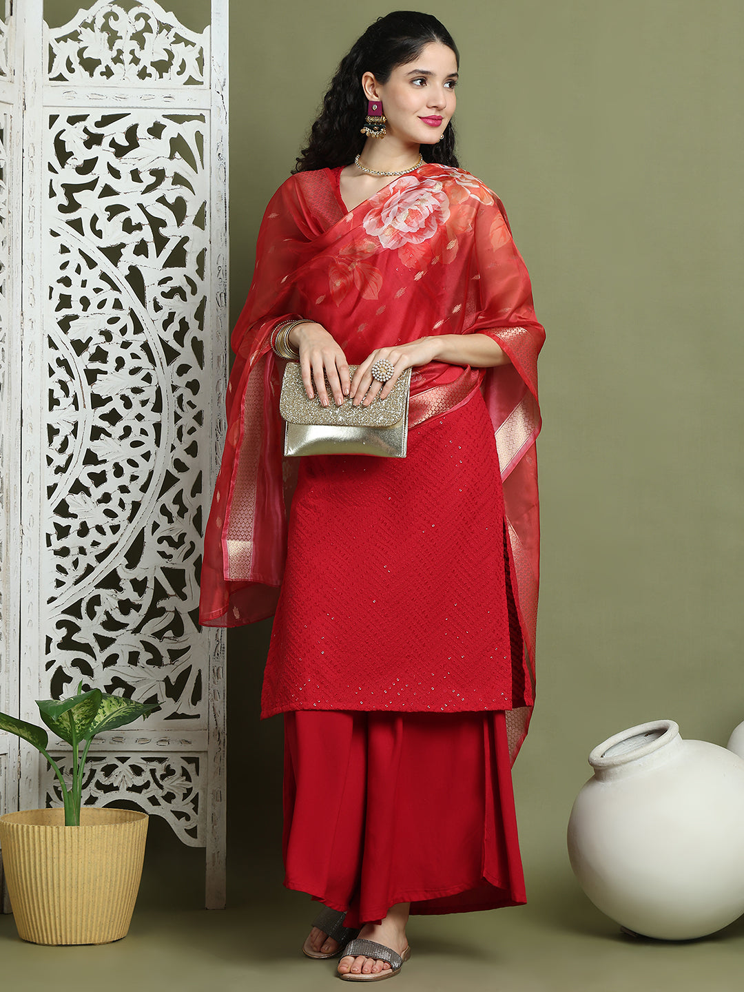 DesiQlo Women kurta sets - Maroon - JOKPL_2137M_D66M_1579_Maroon_S