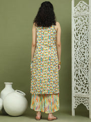 Foil Printed Sleeveless Kurta With Palazzos for Women ( JOKPL 2137Mul 1576 Ivory )