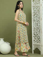 Foil Printed Sleeveless Kurta With Palazzos for Women ( JOKPL 2137Mul 1576 Ivory )