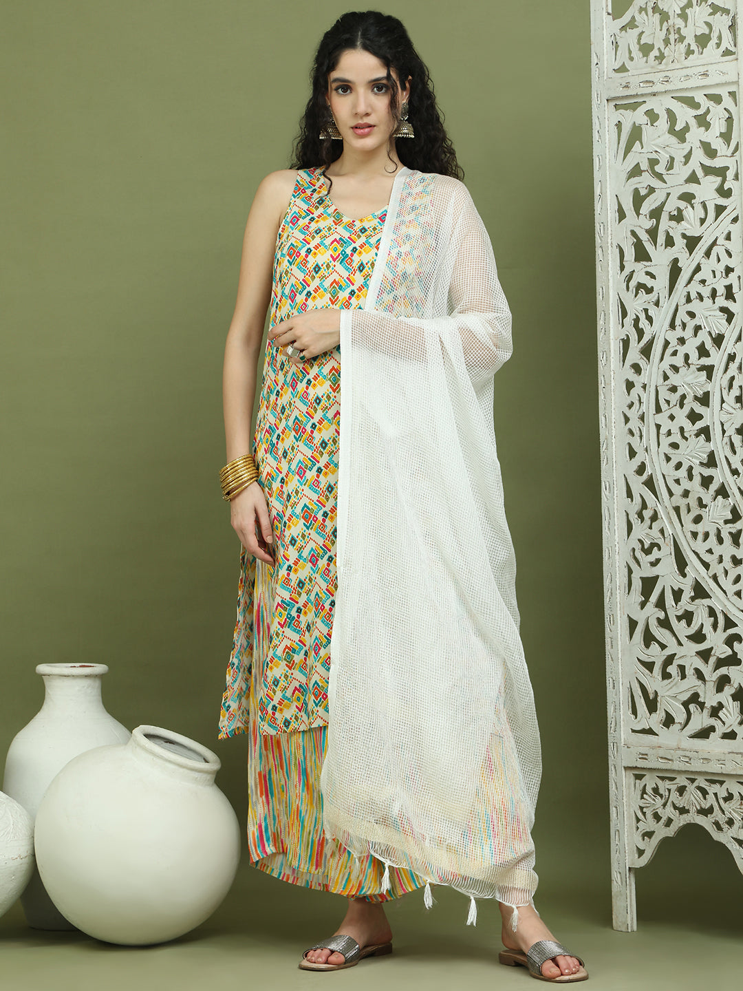 DesiQlo Women kurta sets - Beige - JOKPL_2137Mul_D31W_1576_Ivory_S