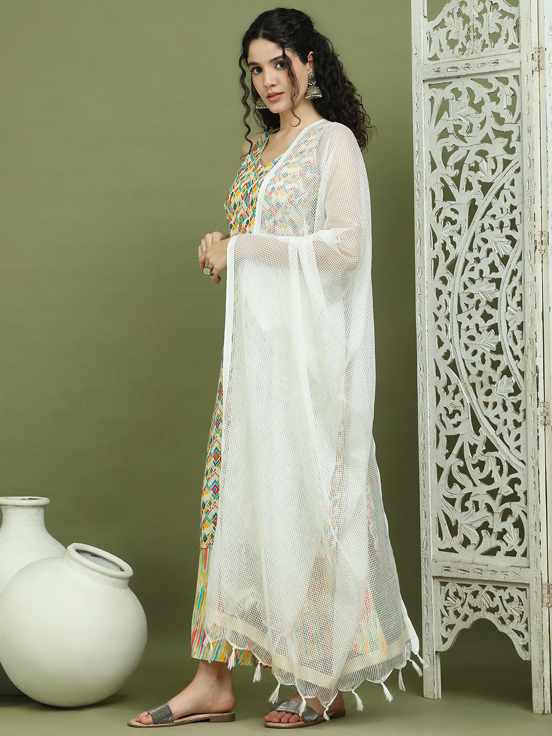 DesiQlo Women kurta sets - Beige - JOKPL_2137Mul_D31W_1576_Ivory_S