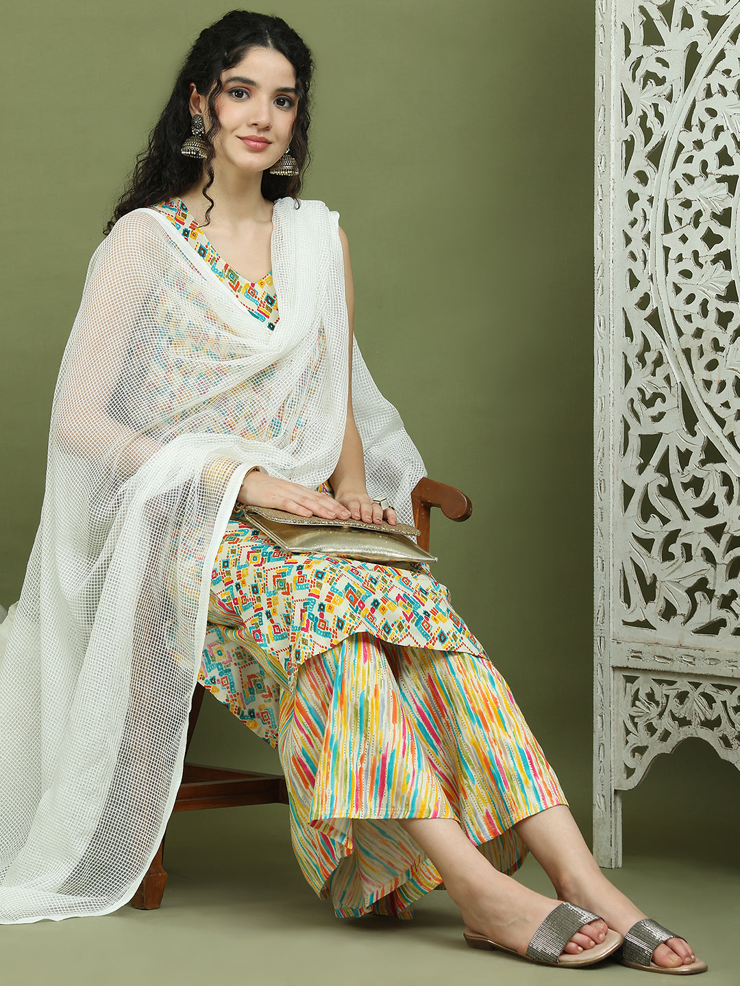 DesiQlo Women kurta sets - Beige - JOKPL_2137Mul_D31W_1576_Ivory_S