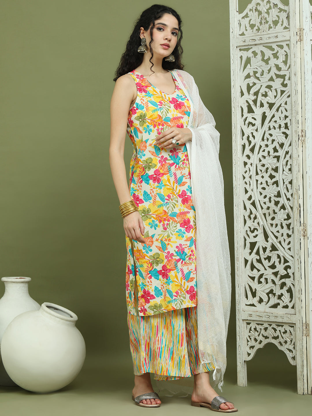 DesiQlo Women kurta sets - White - JOKPL_2137Mul_D31W_1576_White_S
