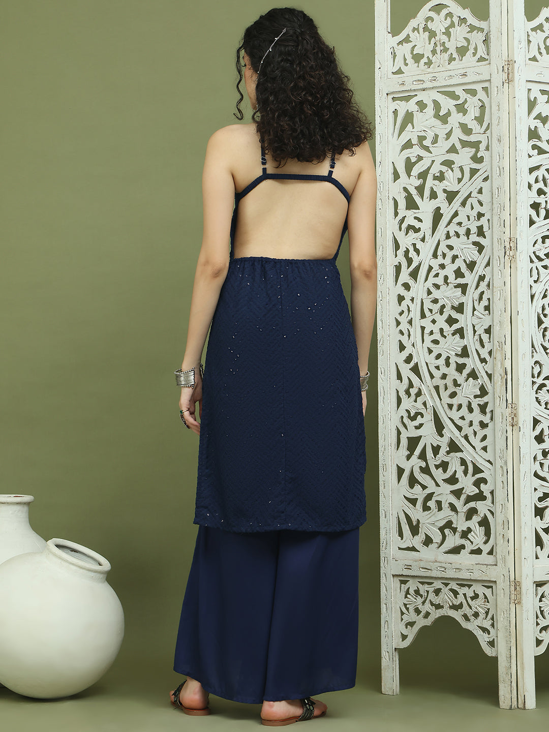 DesiQlo Women kurta sets - Blue - JOKPL_2137N_1577_Navy_XS