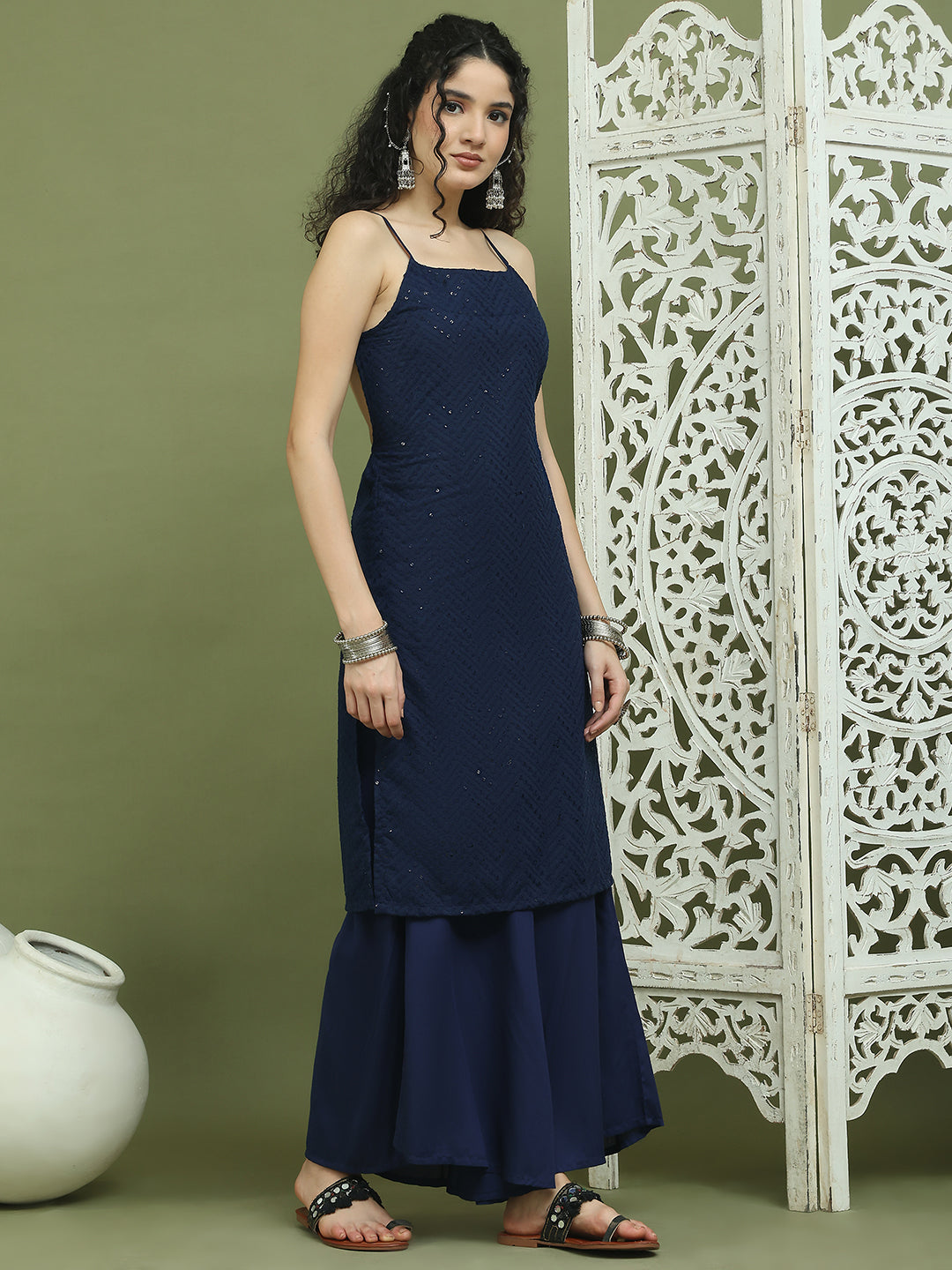 DesiQlo Women kurta sets - Blue - JOKPL_2137N_1577_Navy_XS