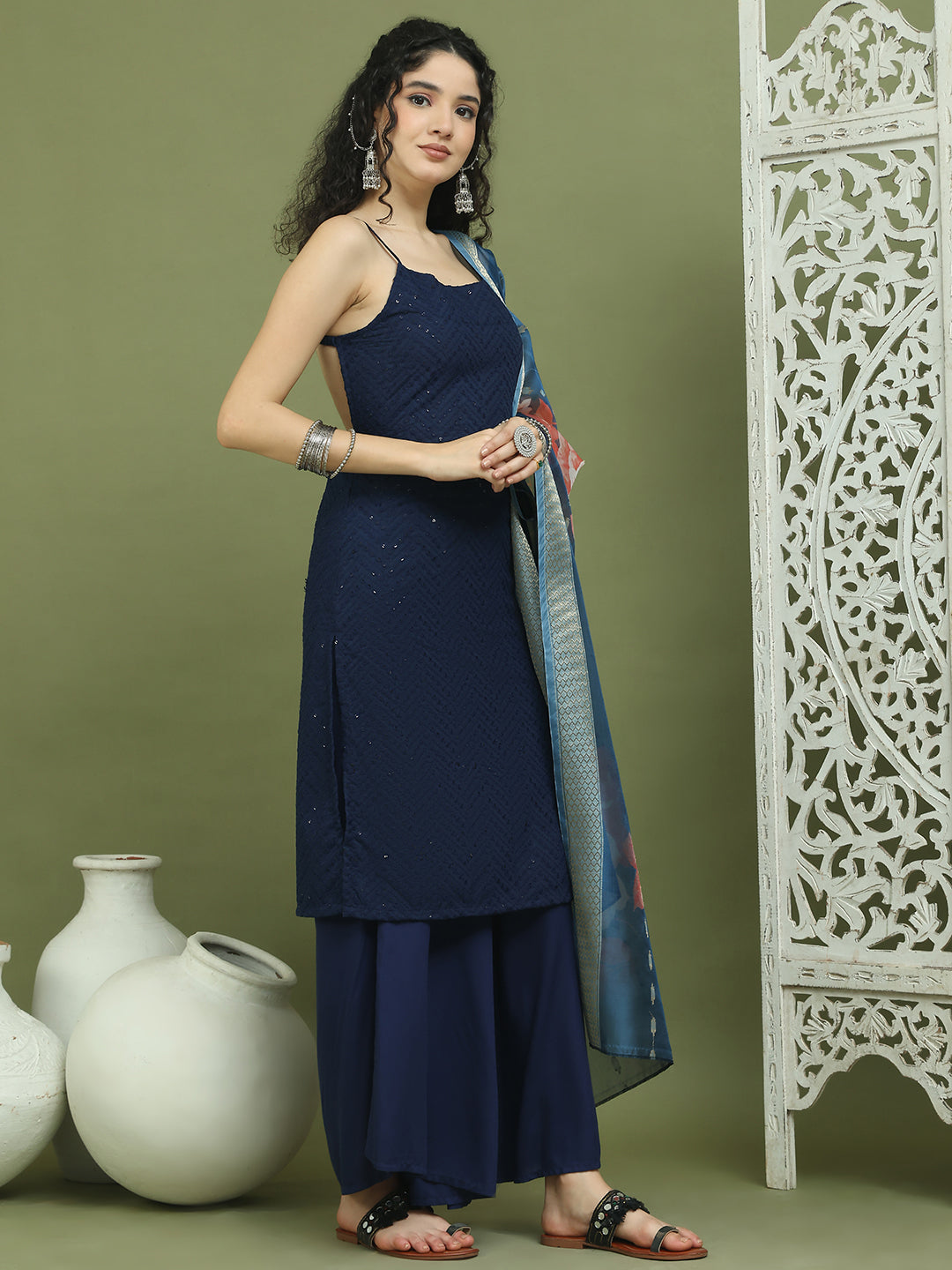 DesiQlo Women kurta sets - Blue - JOKPL_2137N_D66N_1577_Navy_XS