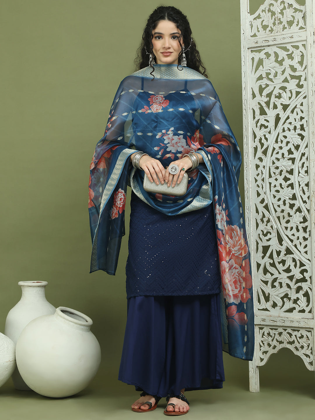 DesiQlo Women kurta sets - Blue - JOKPL_2137N_D66N_1577_Navy_XS