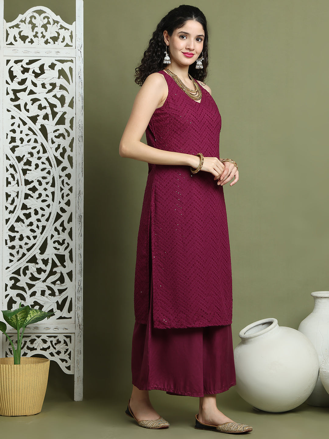 DesiQlo Women kurta sets - Purple - JOKPL_2137P_1579_Purple_S