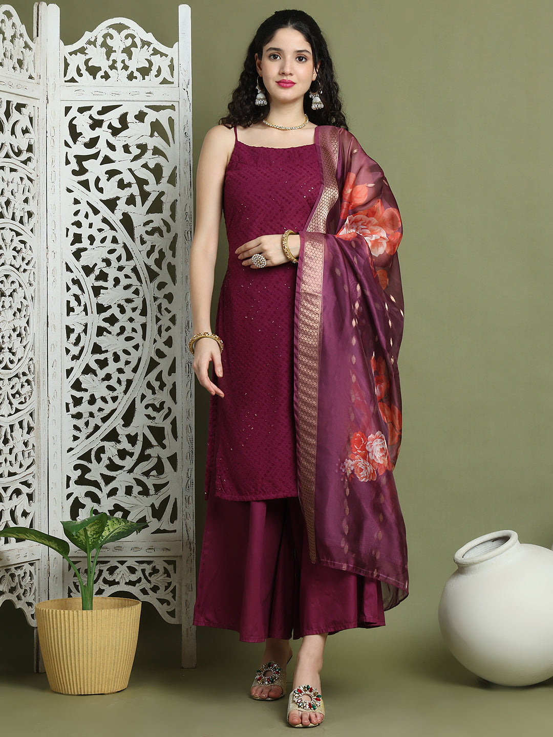 DesiQlo Women kurta sets - Purple - JOKPL_2137P_D66P_1577_Purple_XS