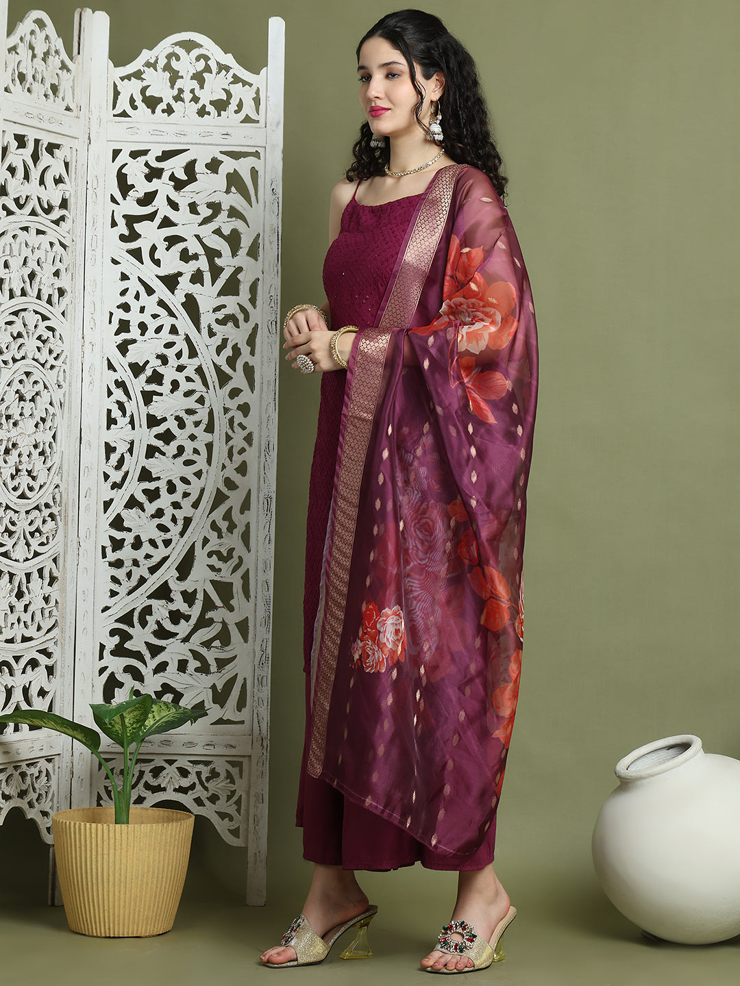 DesiQlo Women kurta sets - Purple - JOKPL_2137P_D66P_1577_Purple_XS