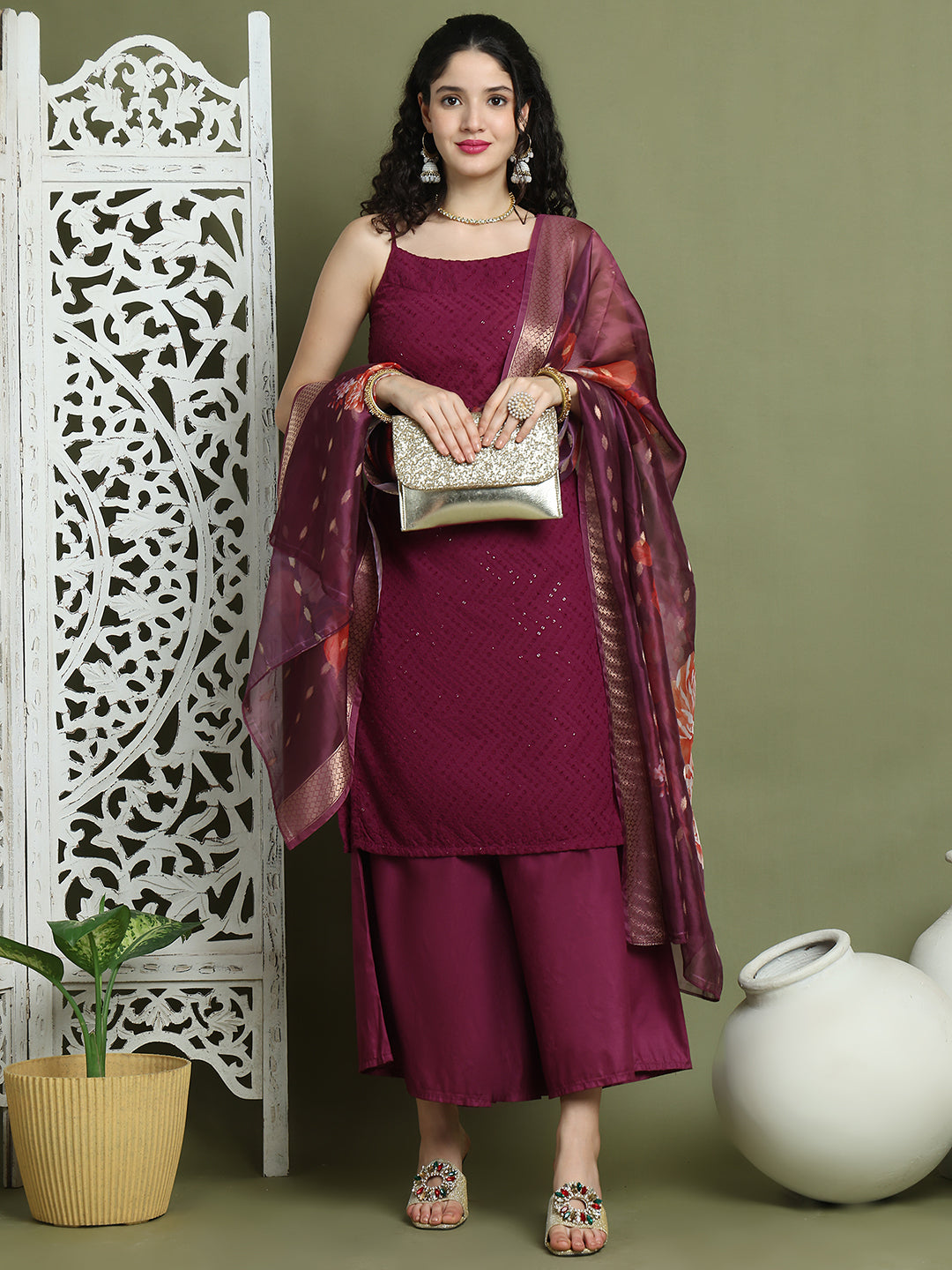 DesiQlo Women kurta sets - Purple - JOKPL_2137P_D66P_1577_Purple_XS