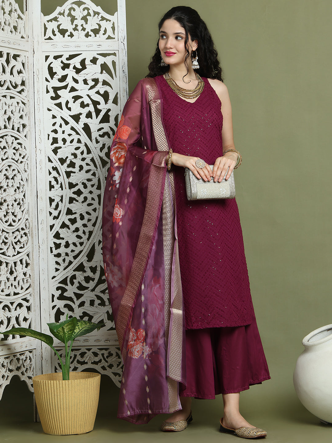 DesiQlo Women kurta sets - Purple - JOKPL_2137P_D66P_1579_Purple_S