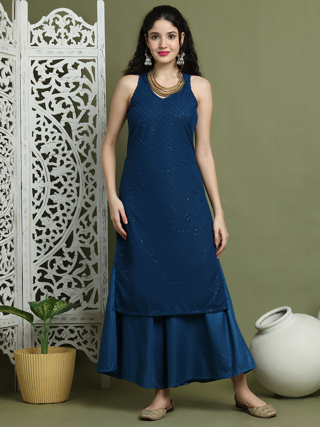 DesiQlo Women kurta sets - Multicolor - JOKPL_2137Pe_1579_Peacock_S