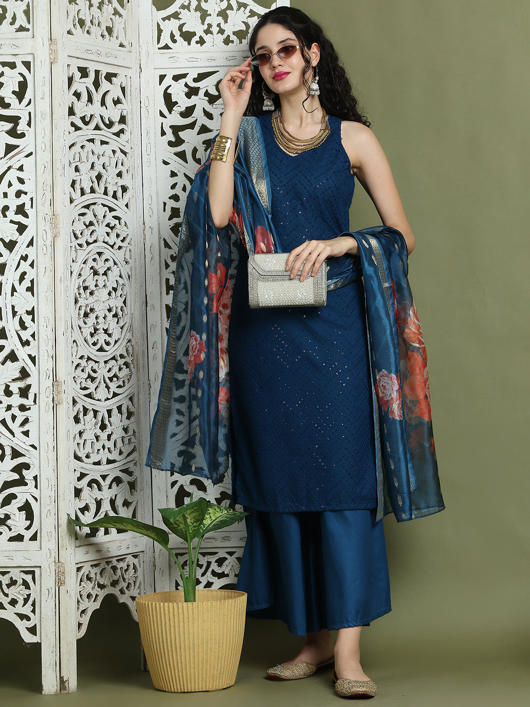 DesiQlo Women kurta sets - Multicolor - JOKPL_2137Pe_D66Pe_1579_Peacoc