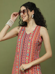 Foil Printed Rayon Kurta ( JOK 1574 Red )