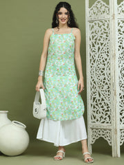 Floral Printed Rayon Kurta With Palazzos ( JOKPL 2137W 1578 Green )