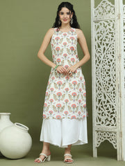 Printed Rayon Kurta for Women ( JOK 1580 Ivory )