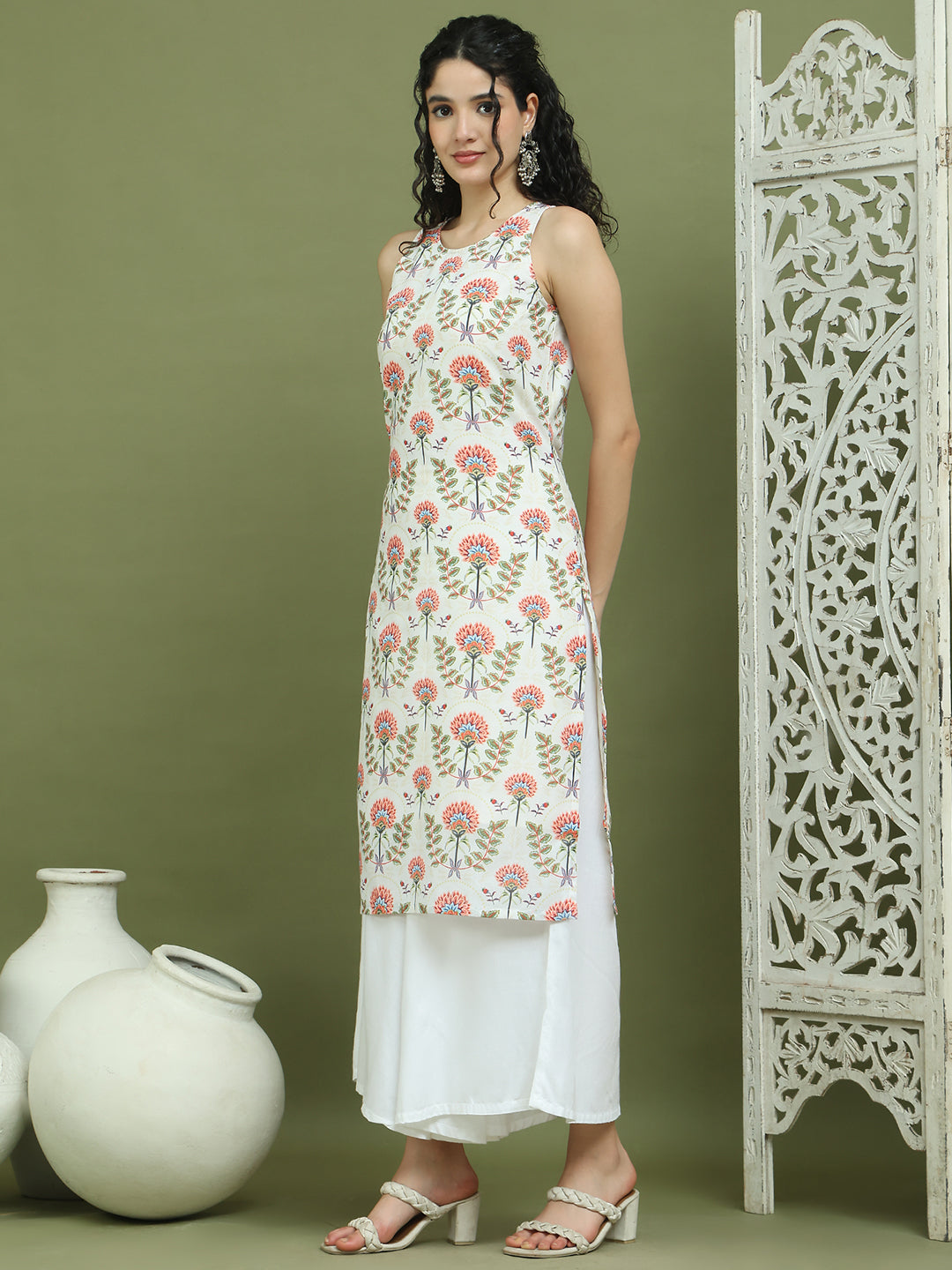 DesiQlo Women kurta sets - Beige - JOKPL_2137W_1580_Ivory_S