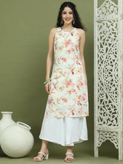 Printed Rayon Kurta Palazzo Set ( JOKPL 2137W 1580 White )