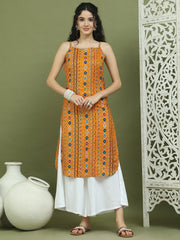 Foil Printed Rayon Kurta With Palazzos ( JOKPL 2137W 1583 Mustard )