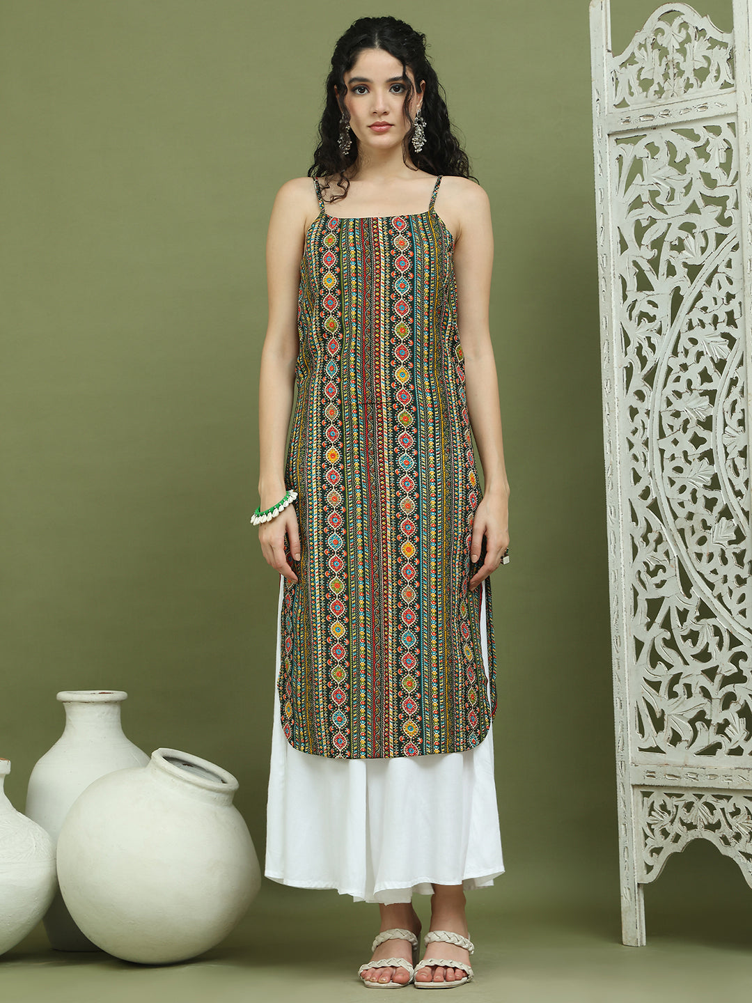 DesiQlo Women kurta sets - Green - JOKPL_2137W_1583_Olive_S