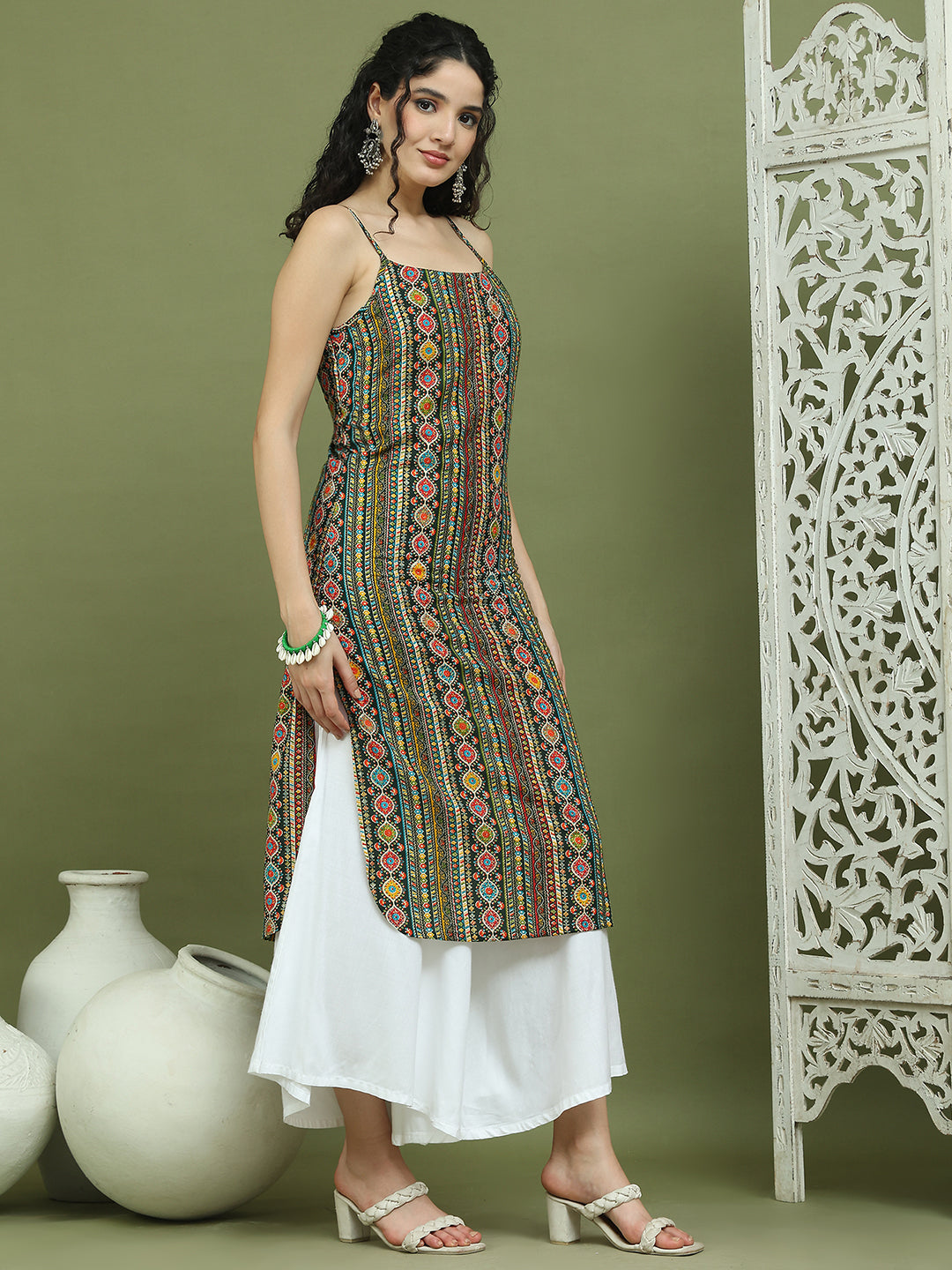 DesiQlo Women kurta sets - Green - JOKPL_2137W_1583_Olive_S