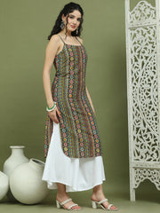 Foil Printed Rayon Kurta With Palazzos ( JOKPL 2137W 1583 Olive )