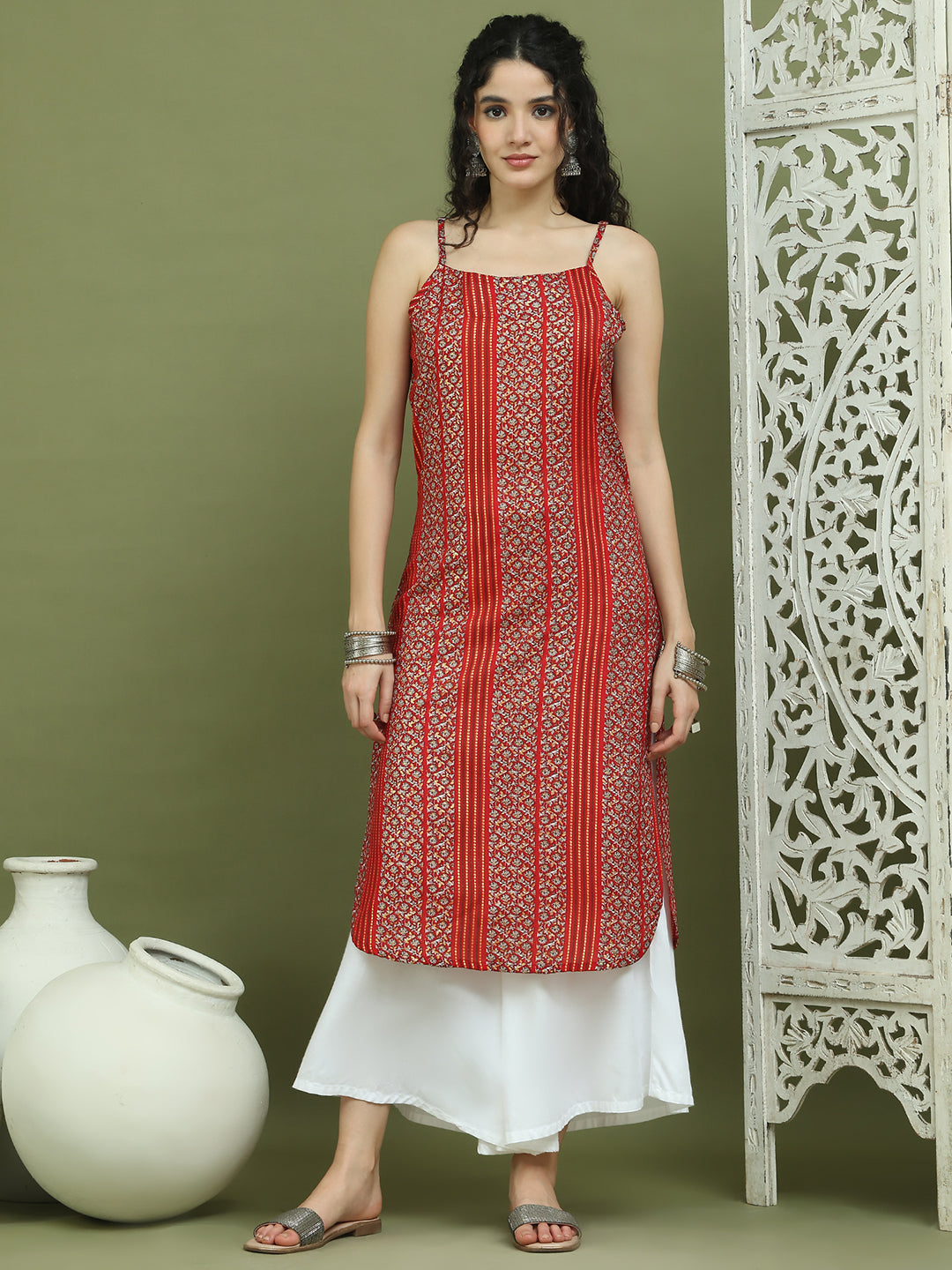 DesiQlo Women kurta sets - Red - JOKPL_2137W_1586_Red_S