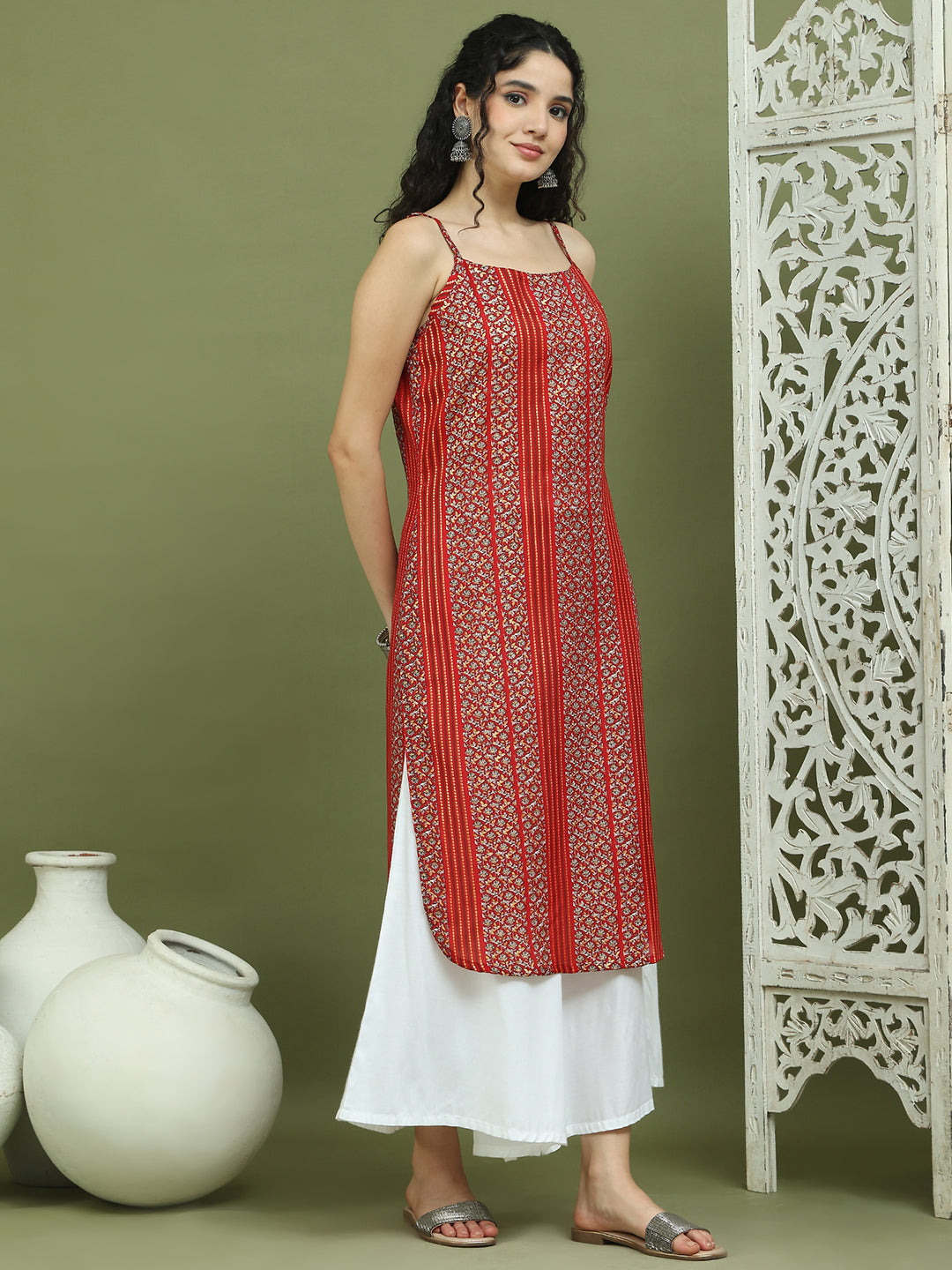 DesiQlo Women kurta sets - Red - JOKPL_2137W_1586_Red_S