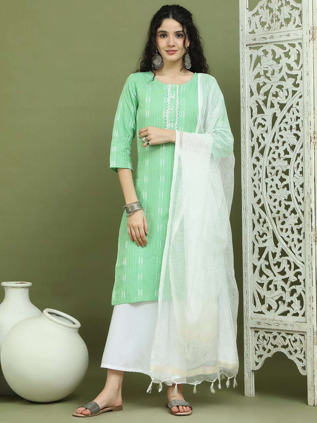 DesiQlo Women kurta sets - Green - JOKPL_2137W_D31W_1570_Green_S