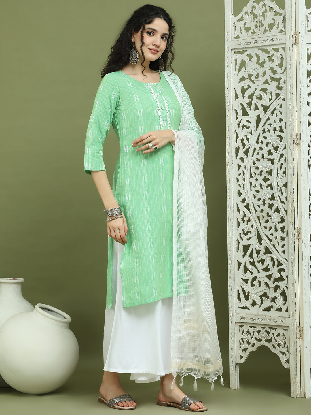 DesiQlo Women kurta sets - Green - JOKPL_2137W_D31W_1570_Green_S