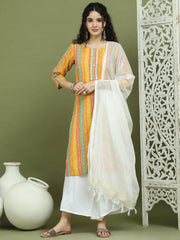Lace Work, Woven Design straight Kurta Palazza & Dupatta ( JOKPL 2137W D31W 1570 Mustard )
