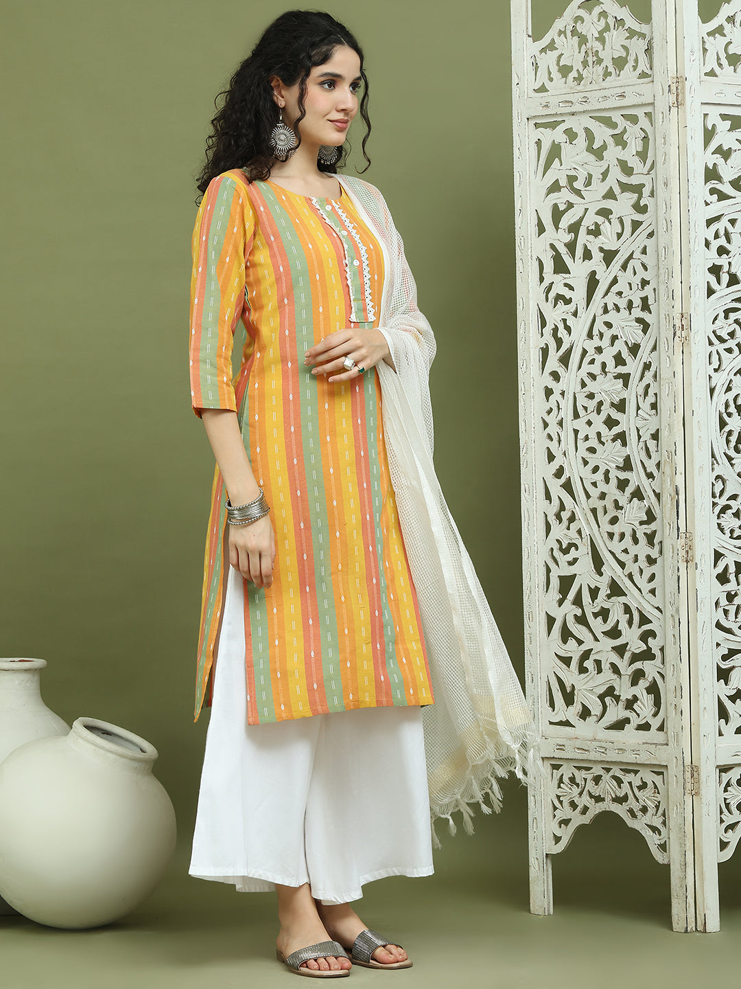 DesiQlo Women kurta sets - Yellow - JOKPL_2137W_D31W_1570_Mustard_S