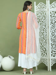 Lace Work, Woven Design straight Kurta Palazza & Dupatta ( JOKPL 2137W D31W 1570 Orange )