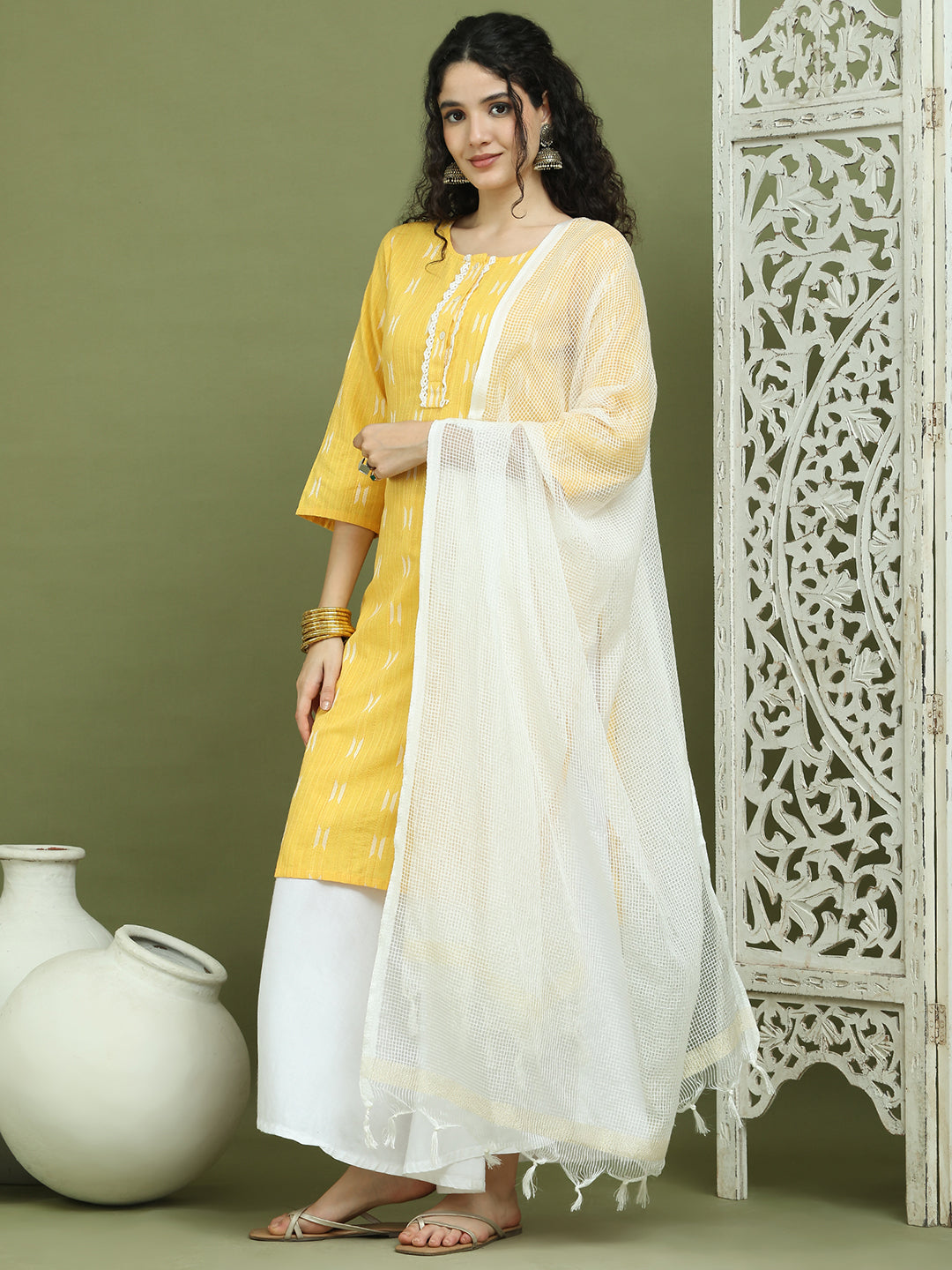 DesiQlo Women kurta sets - Yellow - JOKPL_2137W_D31W_1570_Yellow_S