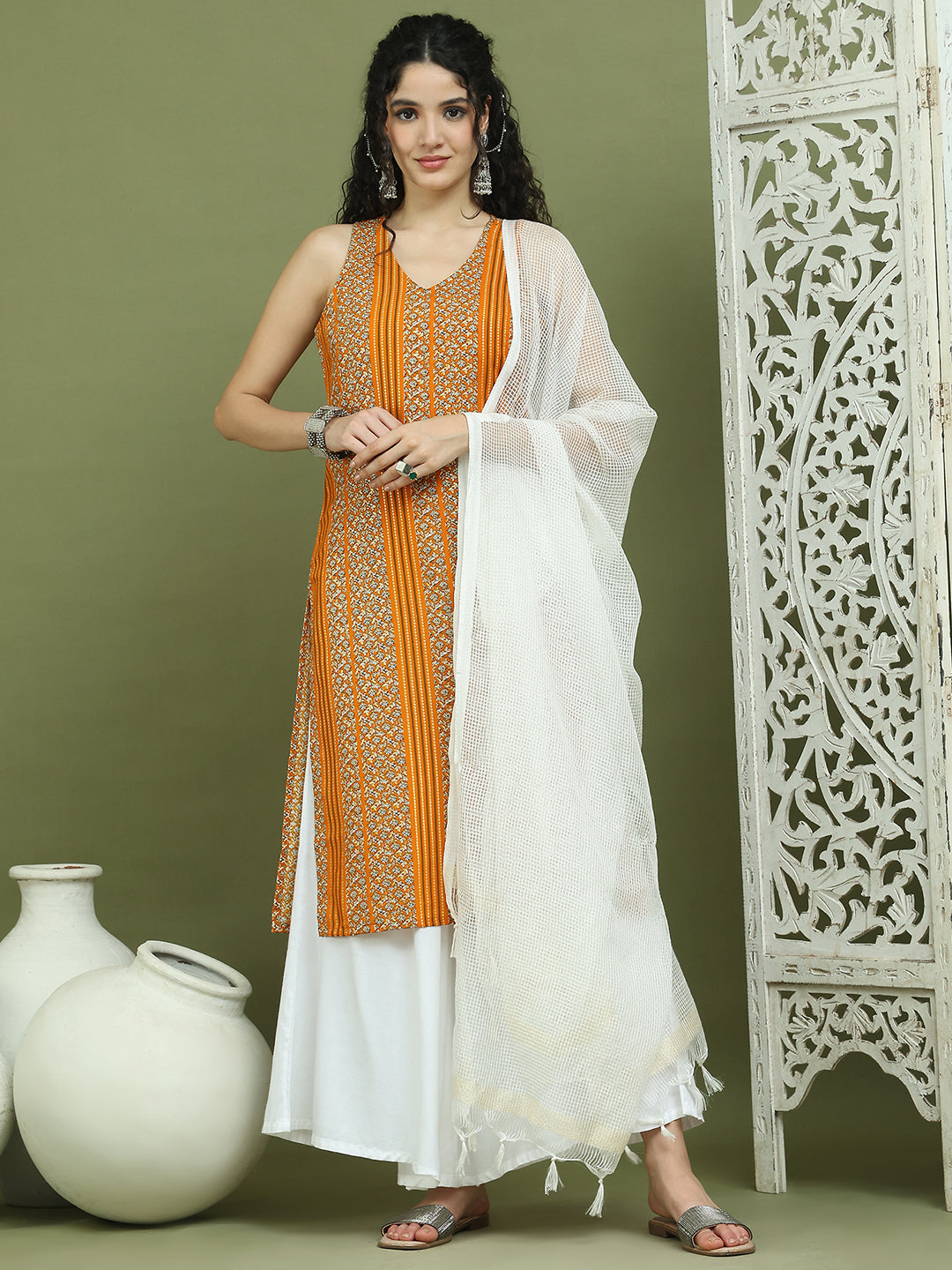 DesiQlo Women kurta sets - Yellow - JOKPL_2137W_D31W_1575_Yellow_S