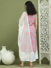 Floral Printed Rayon Kurta Palazzos with Dupatta ( JOKPL 2137W D31W 1578 Pink )
