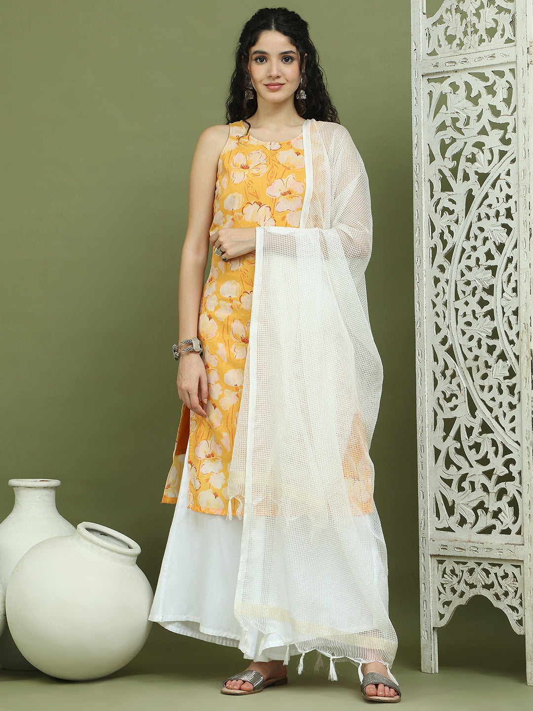 DesiQlo Women kurta sets - Yellow - JOKPL_2137W_D31W_1580_Yellow_S