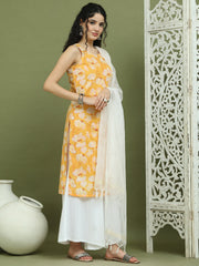 Printed Rayon Kurta Palazzo & Dupatta ( JOKPL 2137W D31W 1580 Yellow )