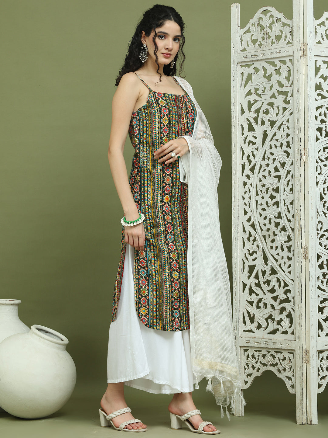 DesiQlo Women kurta sets - Green - JOKPL_2137W_D31W_1583_Olive_S