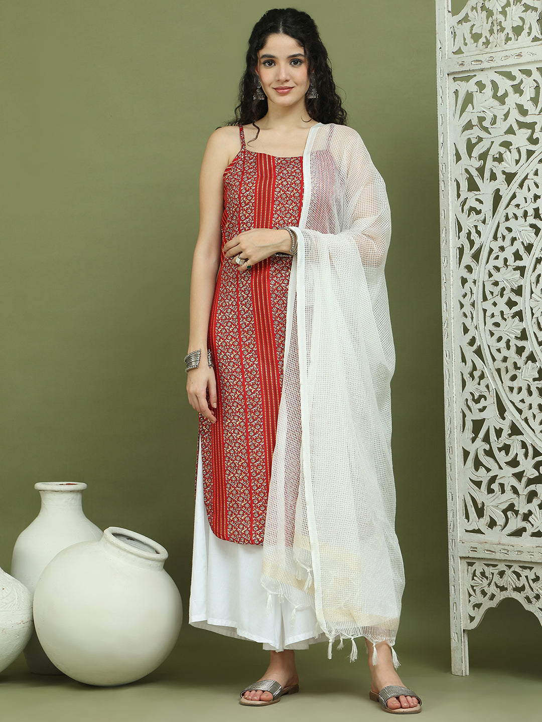 DesiQlo Women kurta sets - Red - JOKPL_2137W_D31W_1586_Red_S