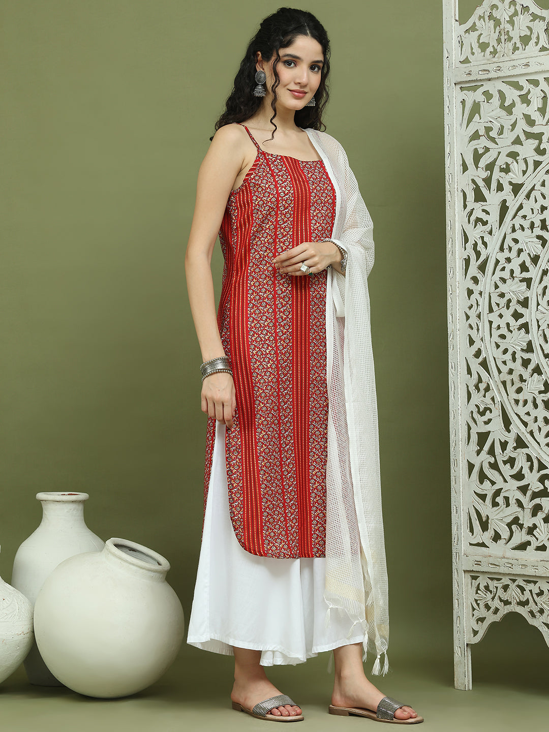 DesiQlo Women kurta sets - Red - JOKPL_2137W_D31W_1586_Red_S